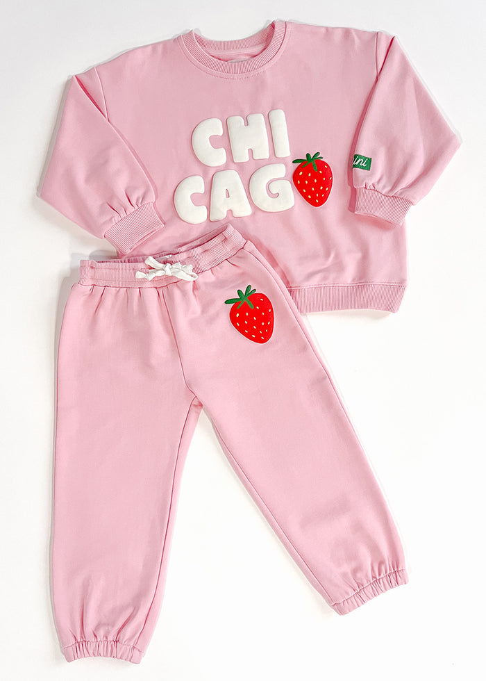 Chicago Strawberry Terry Oversized Sweatsuit Set