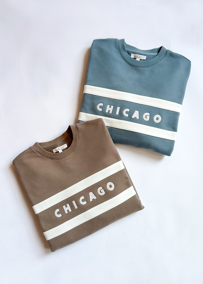 Chicago Oversized Rugby Sweatshirt - Light Blue