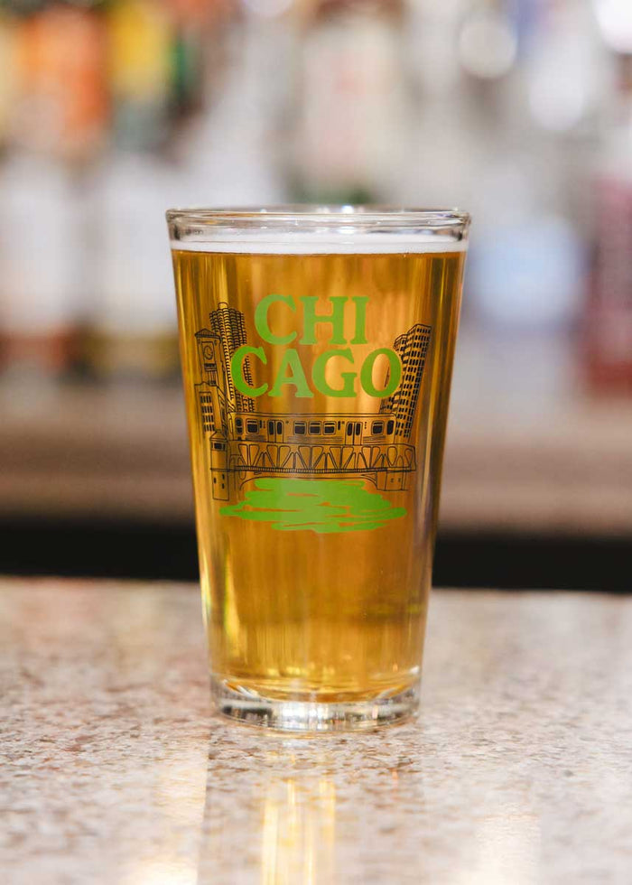 Chicago Green River Pint Glass