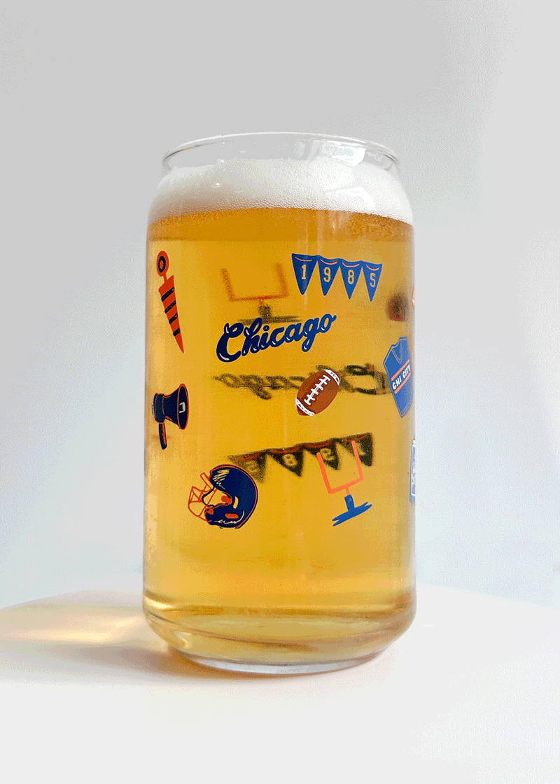 Chicago Game Day Icons Can Glass