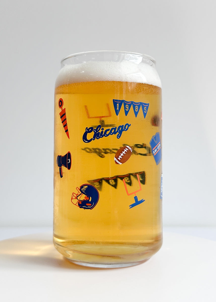 Chicago Game Day Icons Can Glass
