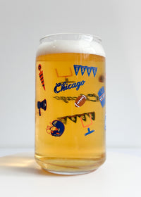 Chicago Game Day Icons Can Glass