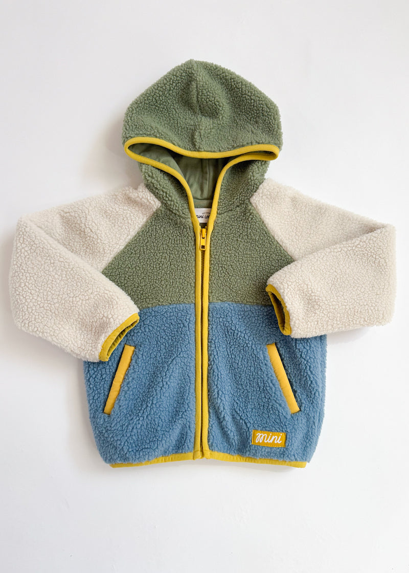Colorblock Fleece Jacket - Blue & Green