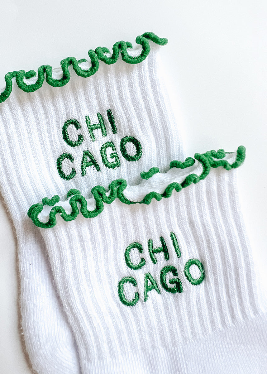 Chicago Ruffle Crew Sock - Green
