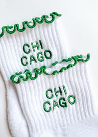Chicago Ruffle Crew Sock - Green