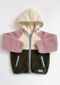 Colorblock Fleece Jacket - Pink & Green