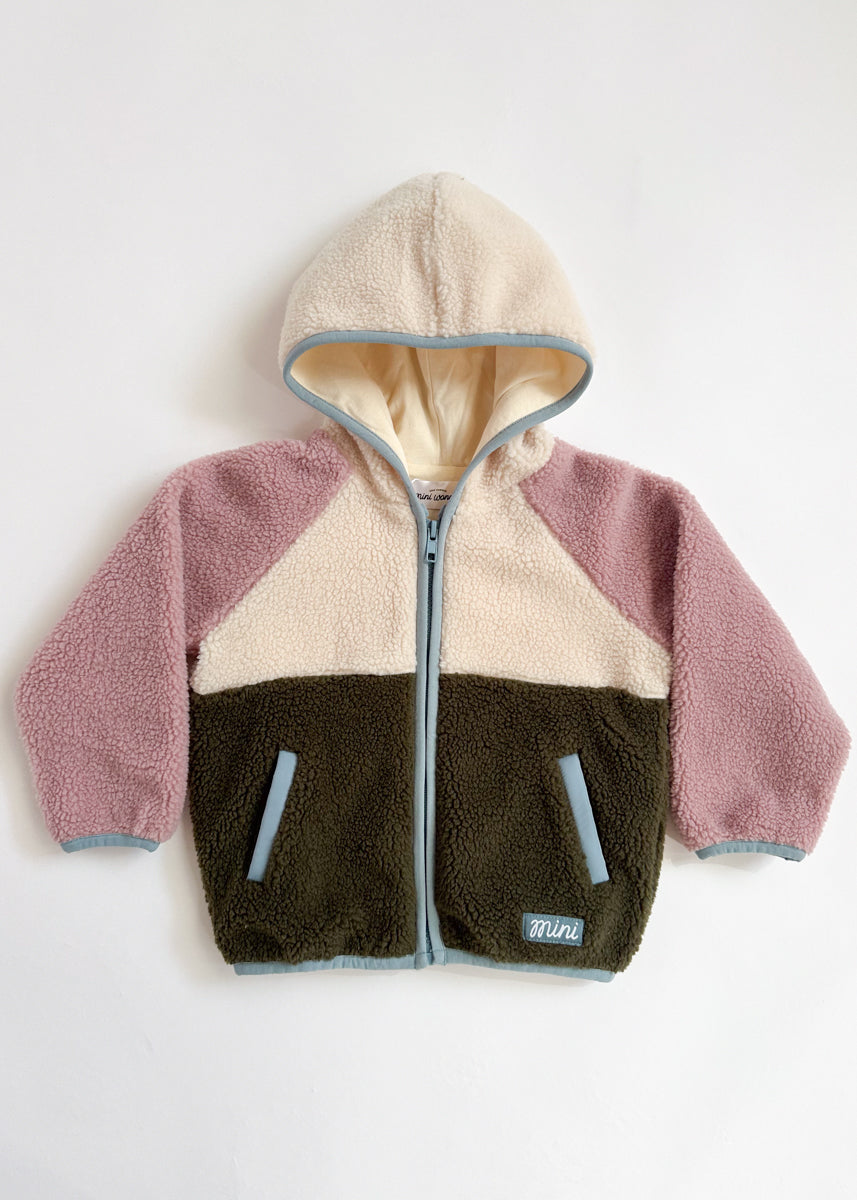 Colorblock Fleece Jacket - Pink & Green