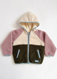 Colorblock Fleece Jacket - Pink & Green