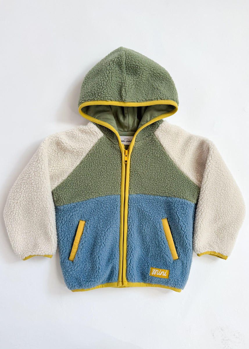 Colorblock Fleece Jacket - Blue & Green