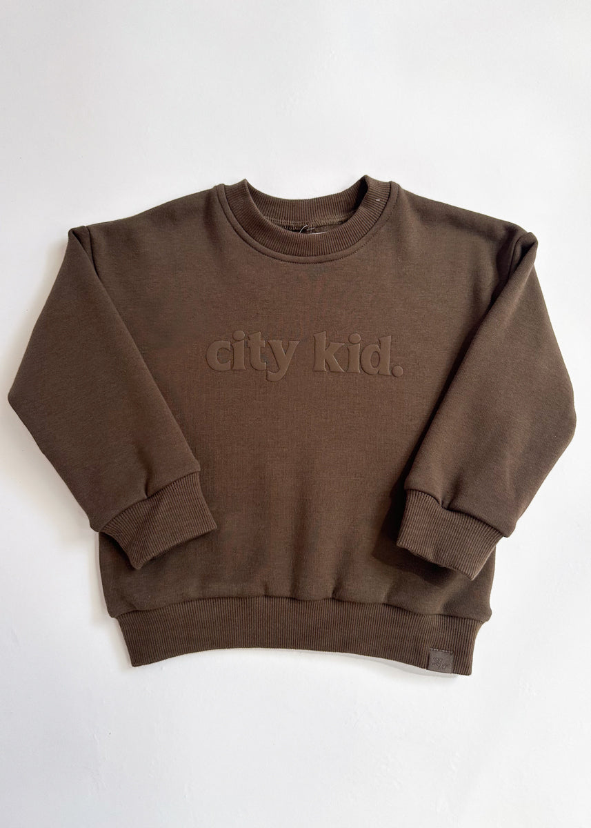 City Kid Monochrome Puff Sweatshirt - Espresso