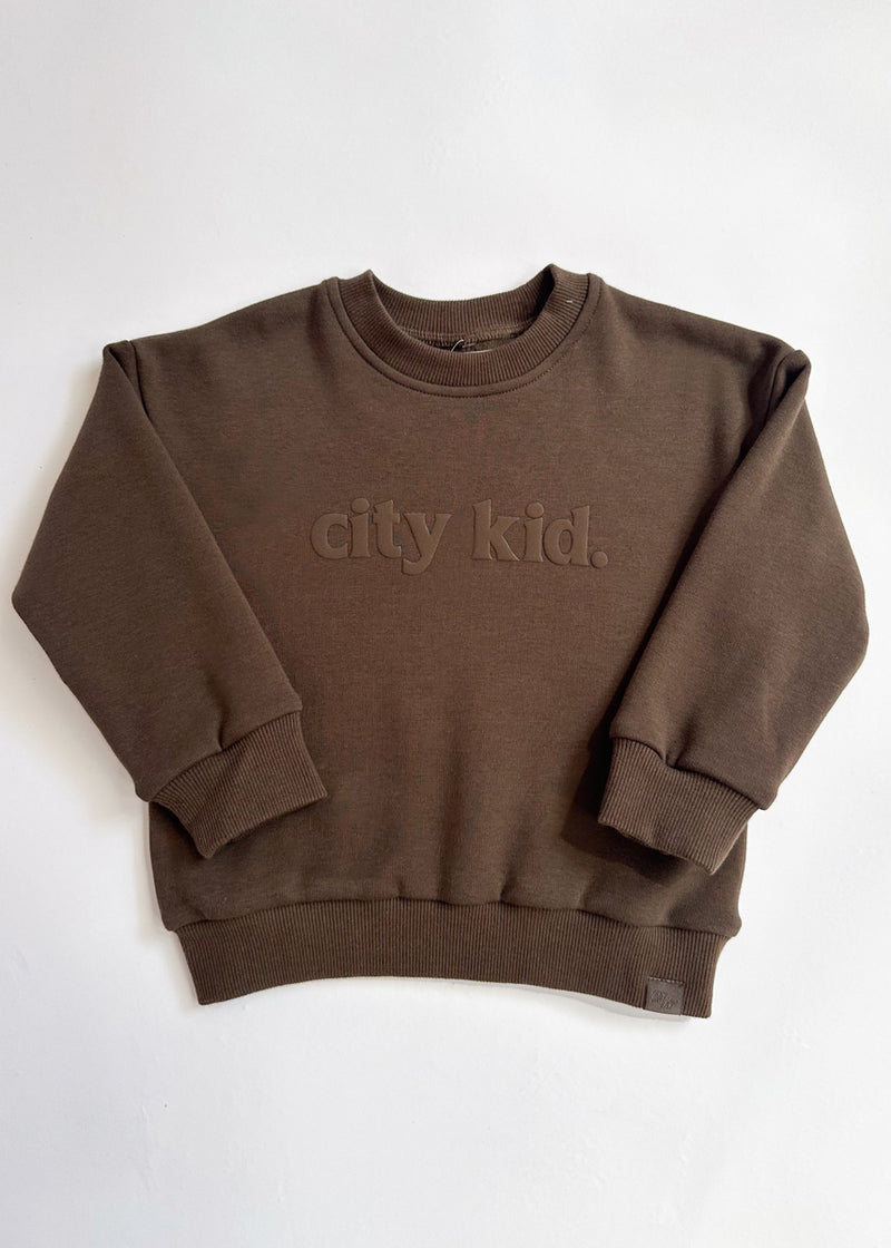 City Kid Monochrome Puff Sweatshirt - Espresso