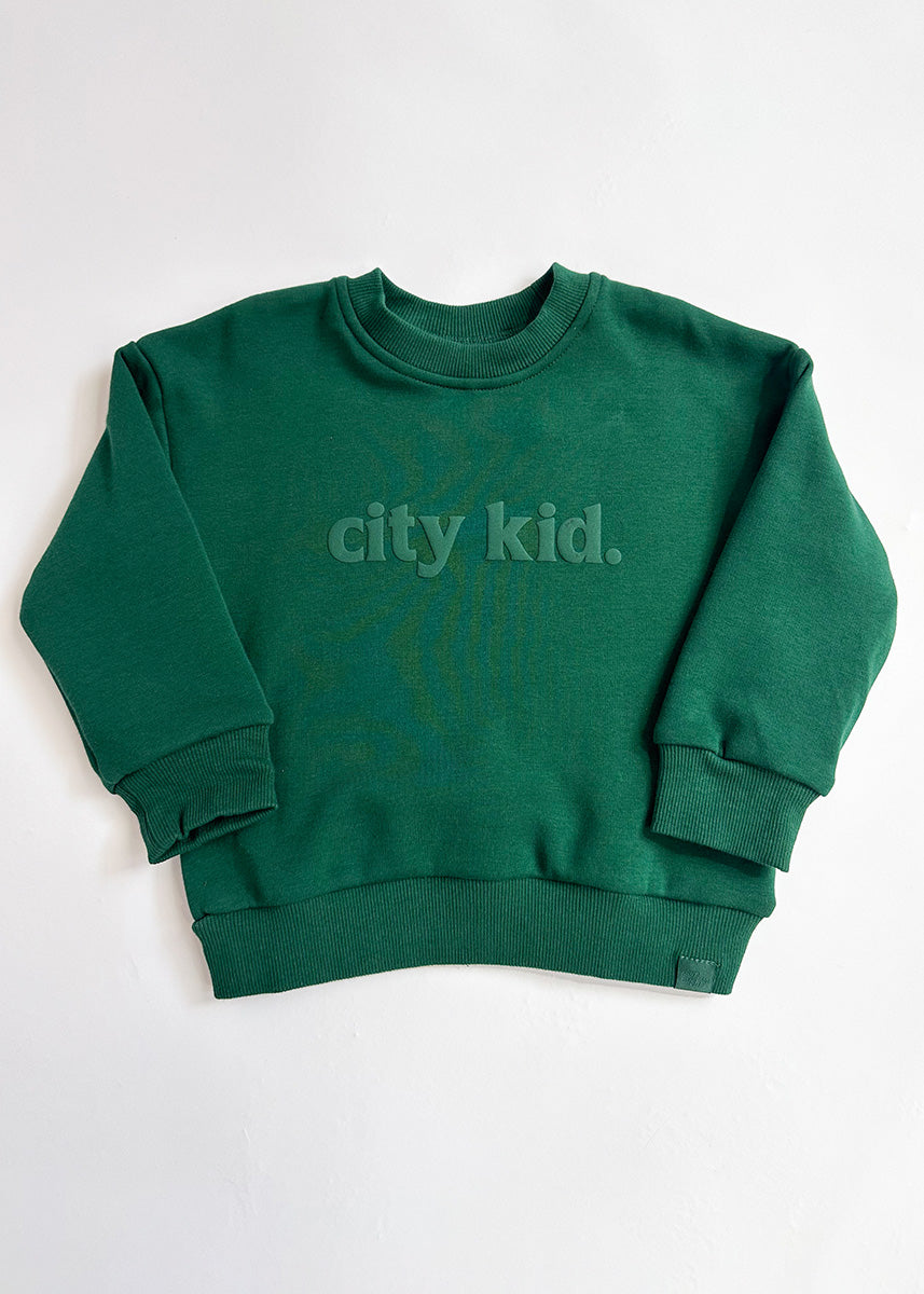 City Kid Monochrome Puff Sweatshirt - Forest Green