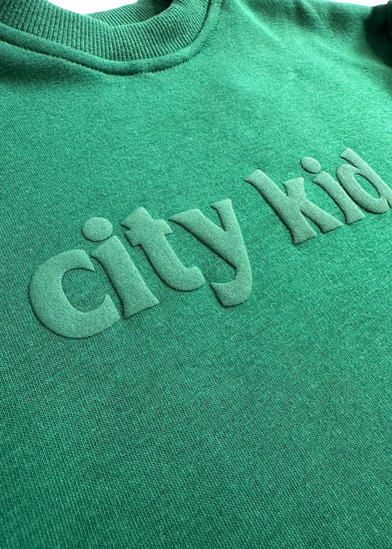 City Kid Monochrome Puff Sweatshirt - Forest Green