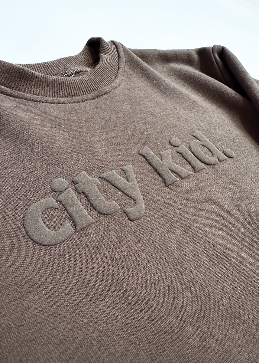 City Kid Monochrome Puff Sweatshirt - Espresso