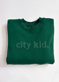 City Kid Monochrome Puff Sweatshirt - Forest Green