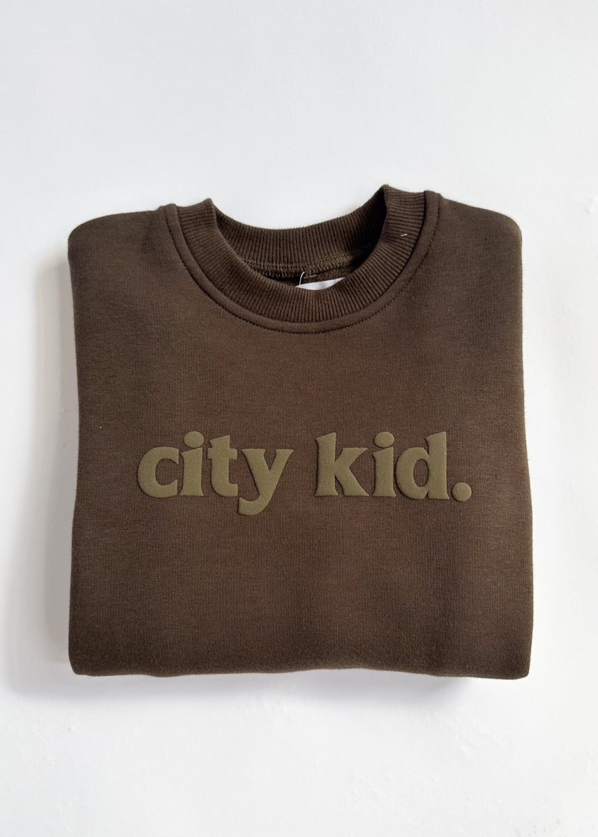 City Kid Monochrome Puff Sweatshirt - Espresso