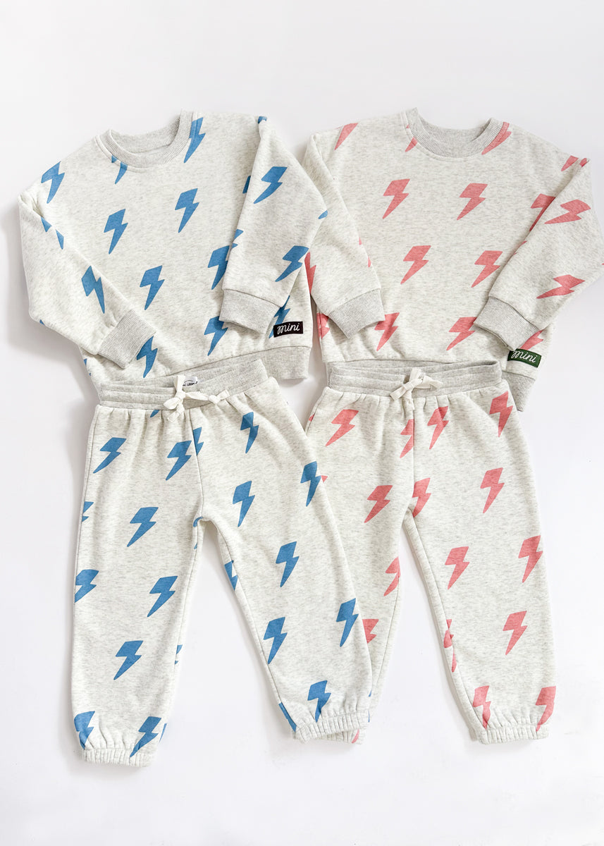 Lightning Bolt Sweatsuit Set - Blue