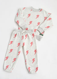 Lightning Bolt Sweatsuit Set - Pink