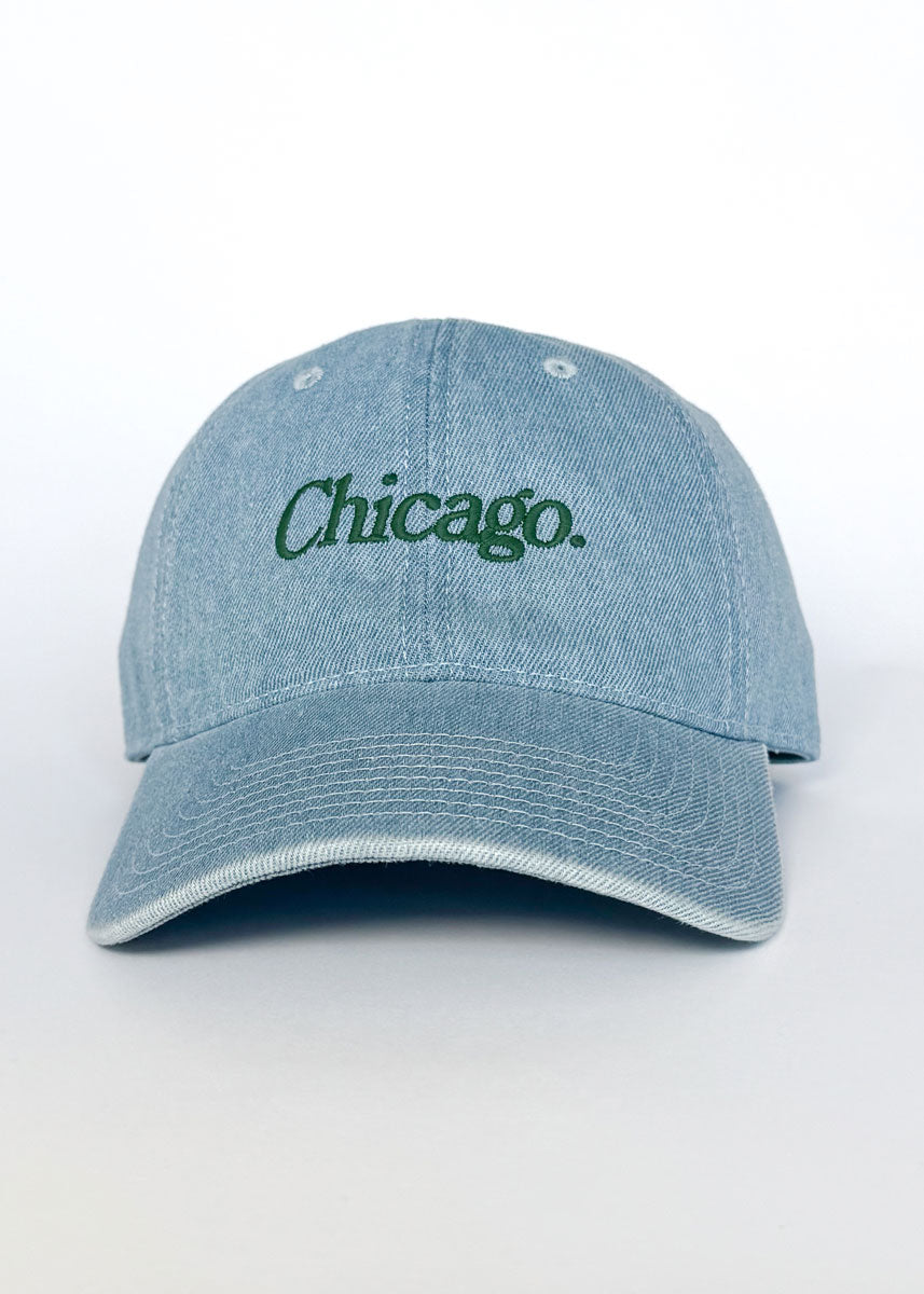 Chicago. Dad Hat - Denim & Forest Green