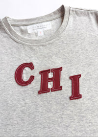 Chi Applique Baby Tee - Grey & Red