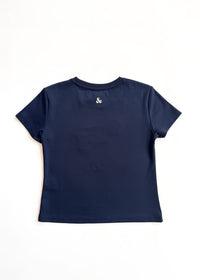 Chi Applique Baby Tee - Navy & Ivory