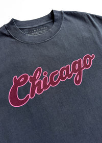 Chicago Script Unisex Tee - Washed Navy