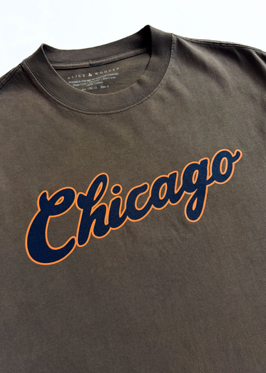 Chicago Script Unisex Tee - Washed Cocoa