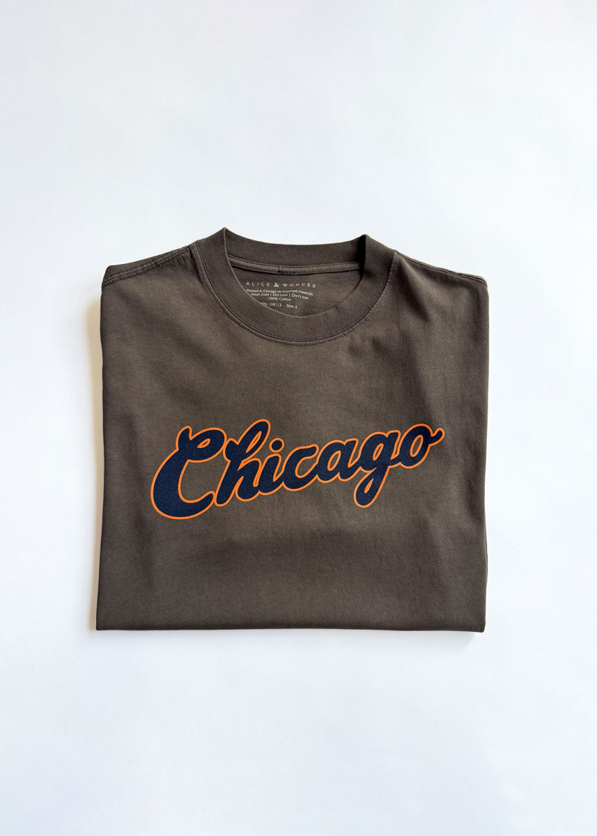 Chicago Script Unisex Tee - Washed Cocoa