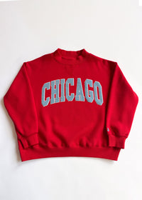 Chicago Collegiate Puff Mock Neck Sweatshirt - Red & Sky Blue