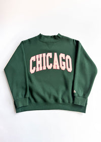 Chicago Collegiate Puff Mock Neck Sweatshirt - Green & Pink