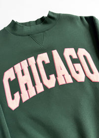 Chicago Collegiate Puff Mock Neck Sweatshirt - Green & Pink