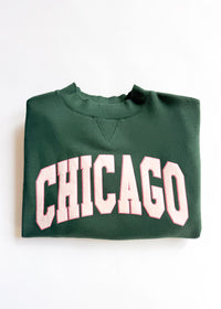 Chicago Collegiate Puff Mock Neck Sweatshirt - Green & Pink