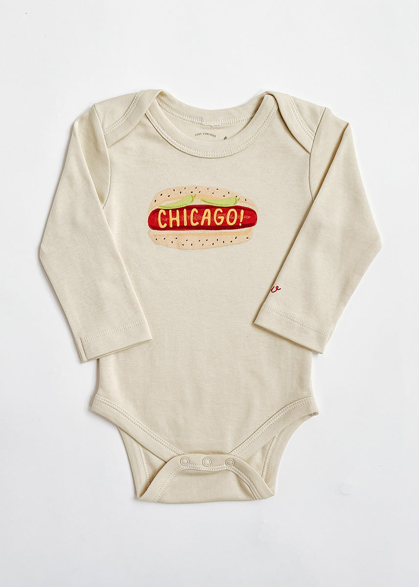 Hot Dog, It's Chicago! Long Sleeve Onesie