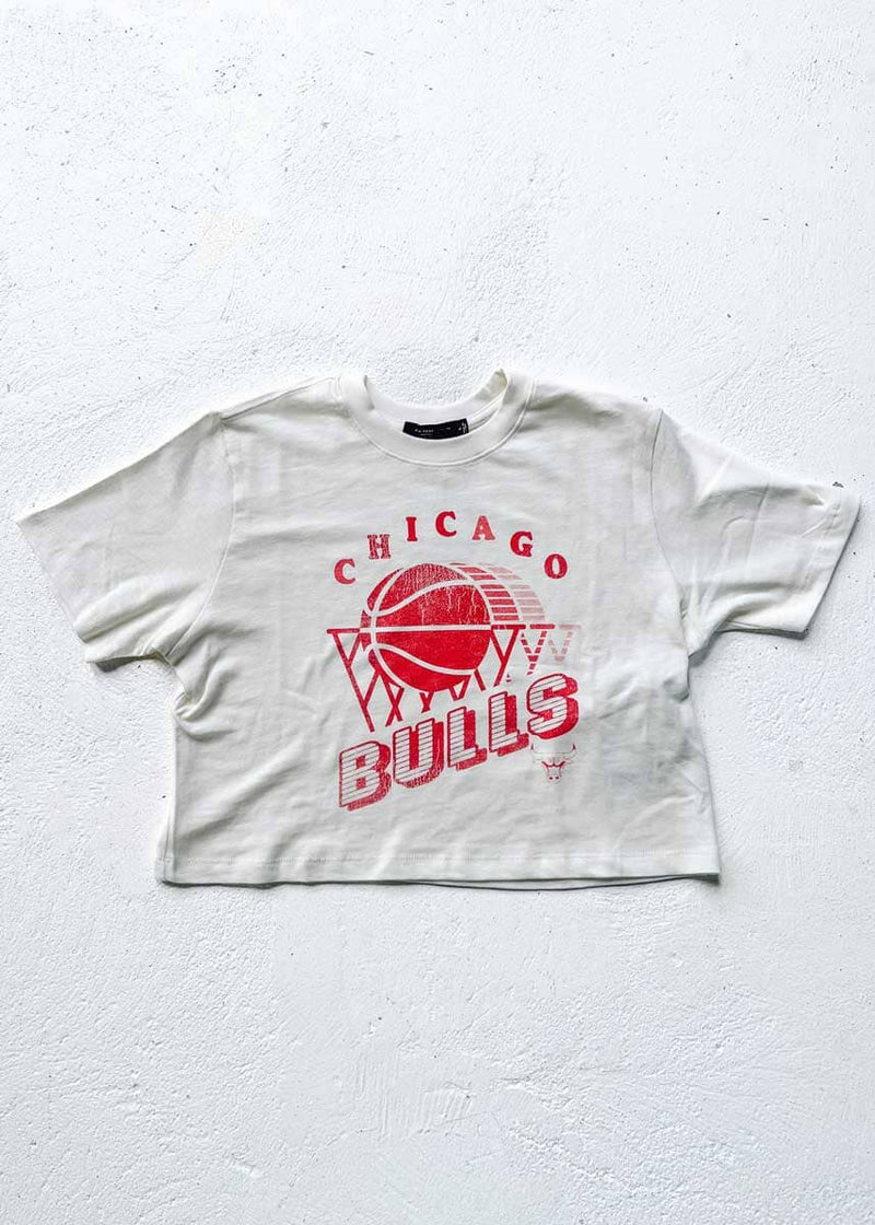 Chicago Bulls Mock Neck Crop - White