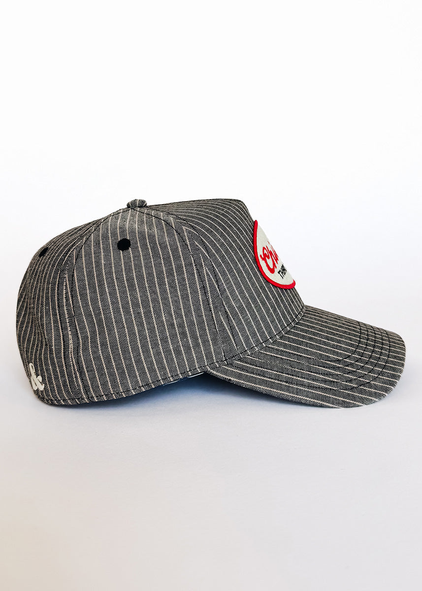 Chicago Linen Stripe Patch Hat - Charcoal