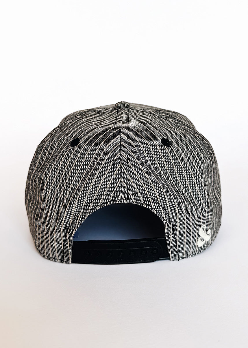 Chicago Linen Stripe Patch Hat - Charcoal