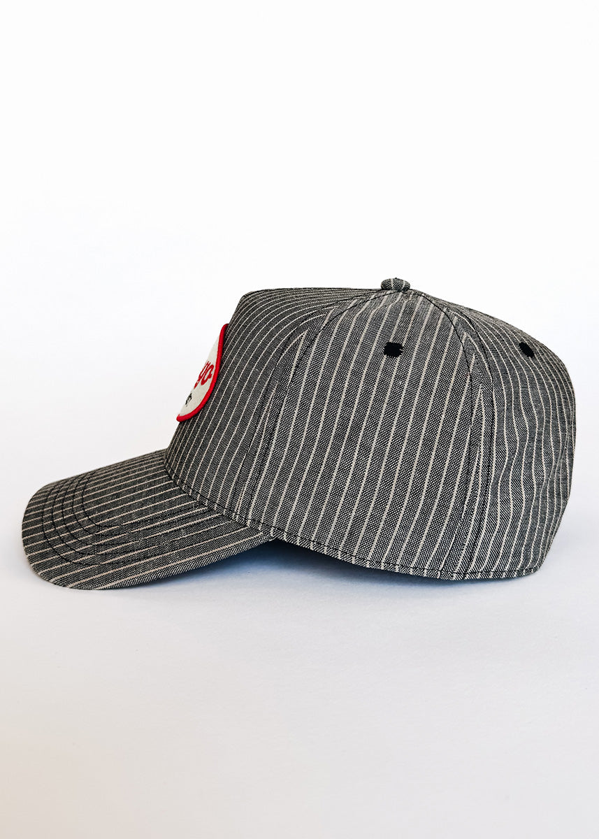 Chicago Linen Stripe Patch Hat - Charcoal