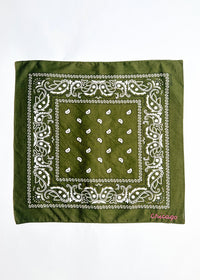 Chicago Stitch Embroidered Bandana - Olive