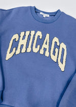 Chicago Boucle Letter Patch Crewneck - Blue