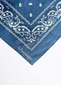 Chicago Stitch Embroidered Bandana - Dusty Navy