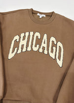 Chicago Boucle Letter Patch Crewneck - Chocolate
