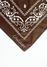 Chicago Stitch Embroidered Bandana - Brown