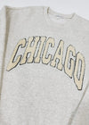 Chicago Boucle Letter Patch Crewneck - Melange Grey