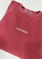 Chicago. Embroidered Crewneck - Crimson