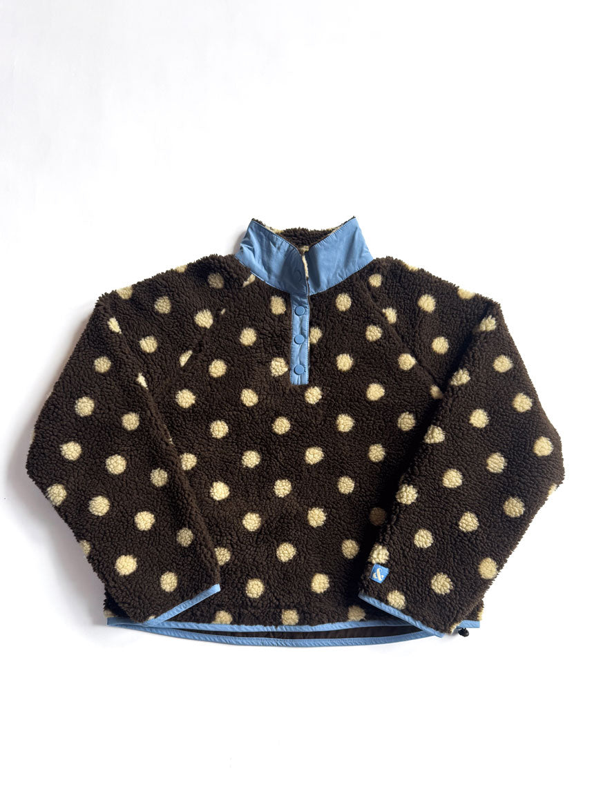 Alice Polka Dot Quarter Snap Fleece - Cocoa