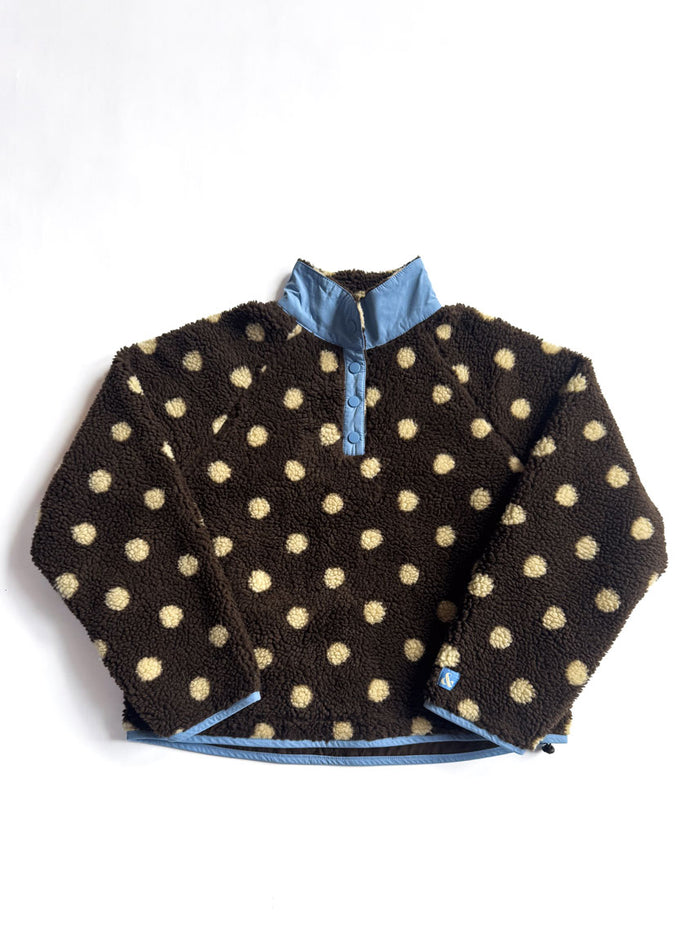Alice Polka Dot Quarter Snap Fleece - Cocoa