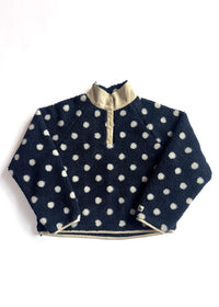 Alice Polka Dot Quarter Snap Fleece - Navy