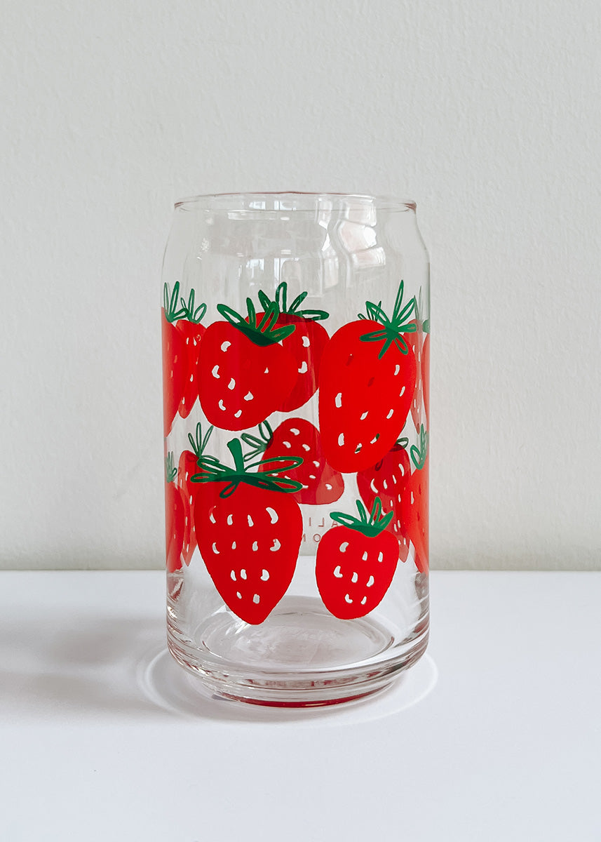 Strawberry Can Glass - 16 oz.