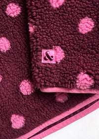 Alice Polka Dot Quarter Snap Fleece - Burgundy