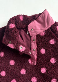 Alice Polka Dot Quarter Snap Fleece - Burgundy